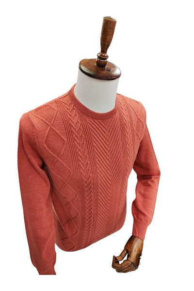 Diandor Men's Hair Braid Patterned Sweater