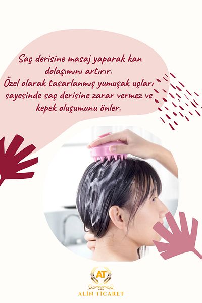 ALİN 3-Pack Hair Care Brush, Hair Scalp Massage Shampoo Comb, Silicone Hair Massage Comb PINK