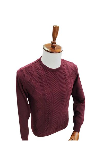 Diandor Men's Hair Braid Patterned Sweater