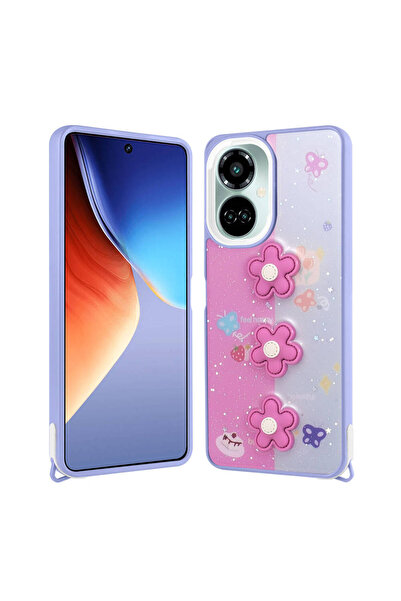 CepLab Tecno Camon 19 Pro Kılıf Simli Parıltılı 3d Kabartma Figürlü Desenli S...