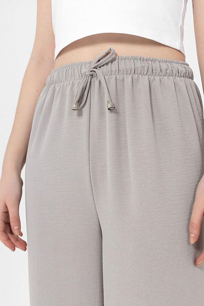 soi fashion Elastic Waist Wide Leg Trousers Gray