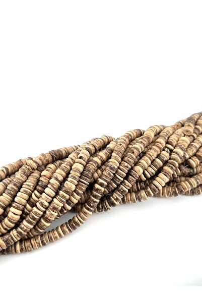 Selvi Konsept Hindistan Cevizi Kabuğu (Coconut) Ahşap Dizi Boncuk Açık Kahver...
