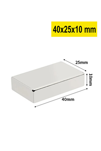 Dünya Magnet Çok Güçlü Magnet, Büyük Neodyum Mıknatıs, 40x25x10 Mm, N35 Kalite