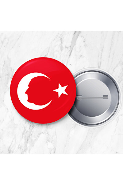 DeBu Tasarım 20 Adet Atatürk Siluetli Türk Bayrağı İğneli Yaka Rozeti 23 Nisa...