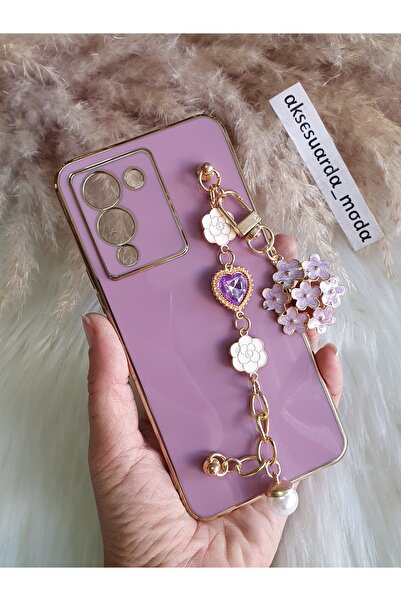 Aksesuarda Moda حافظة متوافقة مع إنفينيكس نوت 12 G96 مزينة بالزهور والحجر الذهبي مع تفاصيل مقطوعة بالليزر