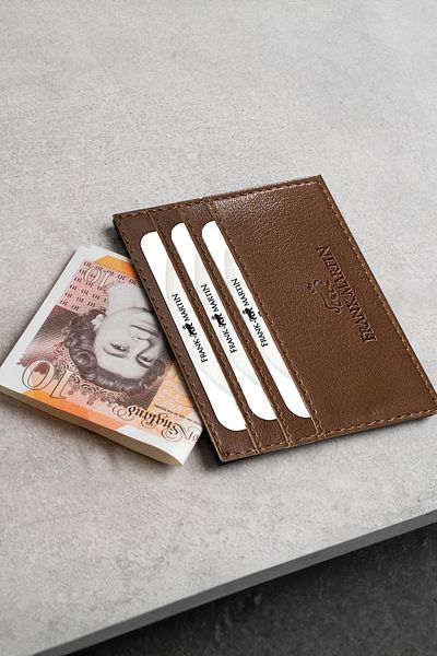 Frank Martin Original Boxed Unisex Slim Leather Thin Model Credit Card & Business Card Holder Card Holder Tan