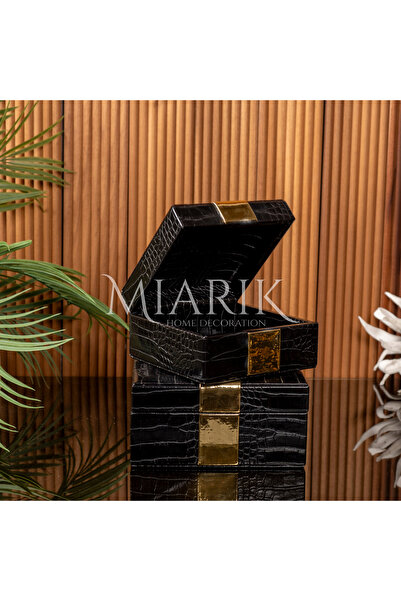 MIARIK DESIGN & DEKORASYON Tekli Cizgili  Deri Kutu 10x20 Cm
