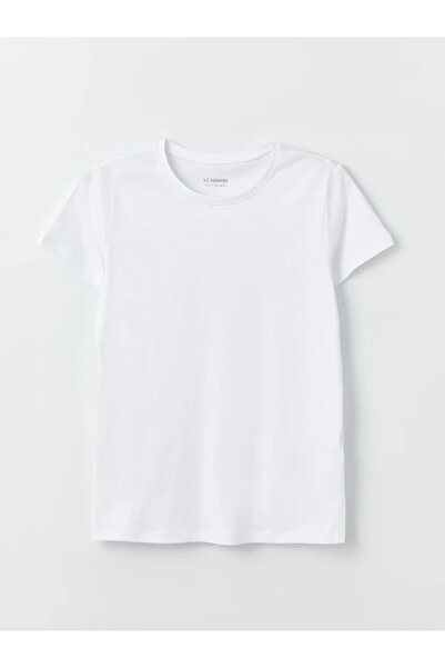 LC Waikiki LCW Kids Bisiklet Yaka Basic Kısa Kollu Kız Çocuk Tişört