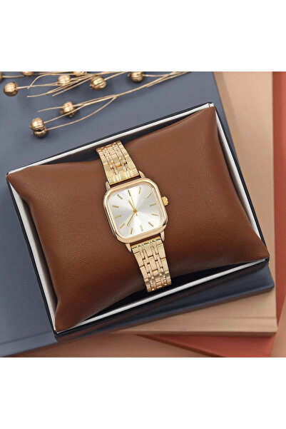 diana pole White Gold Square Metal Cord Women's Wristwatch