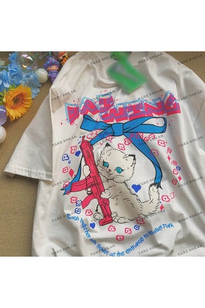 Adrift Y2K Unisex Harajuka Anime Ρετρό Μπλουζάκι - Kawai Kuromi Κωδικός Rertr...