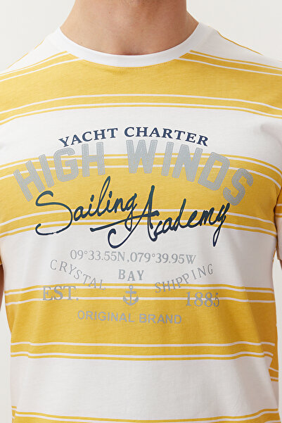 Trendyol Collection Sárga csíkos, normál szabású kötött pizsama szett - TMNSS24PT00041