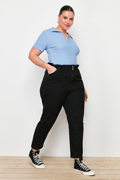 Trendyol Curve Ανθρακί Ψηλόμεση Ελαστική Μέση Μαμά Τζιν TBBSS22JE00009
