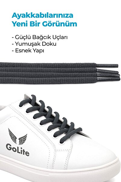 GoLite 110 Cm Oval Spor Ayakkabı Bağcığı , Atletik Bağcık 1 Çift - Koyu Gri