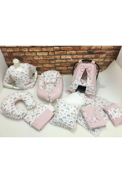 BUSEBABYHOME Çok Amaçlı Babynest , Puset Örtüsü , Alt Açma Ve Battaniye, Nevresim Takımı 15'li Set Bebek Çeyizi