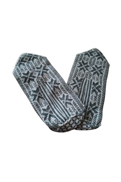 eL&Ma Design Otantik Etnik Desenli Kalın Triko Çarık Patik