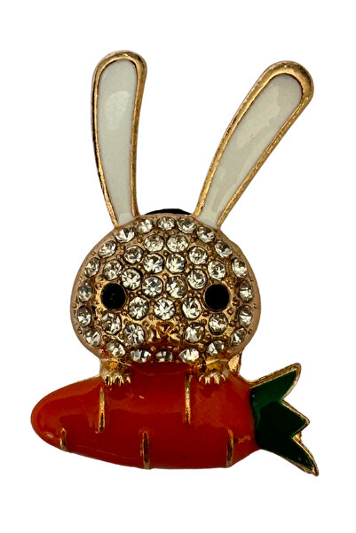 Crocs Metal Taşlı Terlik Süsü tavşan havuç-Metal Taşlı jibbitz-Metal Taşlı Charm-metal terlik süsü