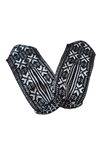 eL&Ma Design Otantik Etnik Desenli Kalın Triko Çarık Patik