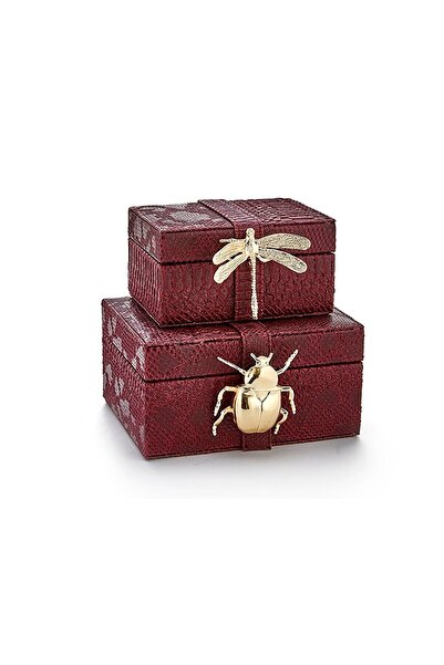 MIARIK DESIGN & DEKORASYON 2 Li Bordo Deri Kutu 8x16 10x20 Cm