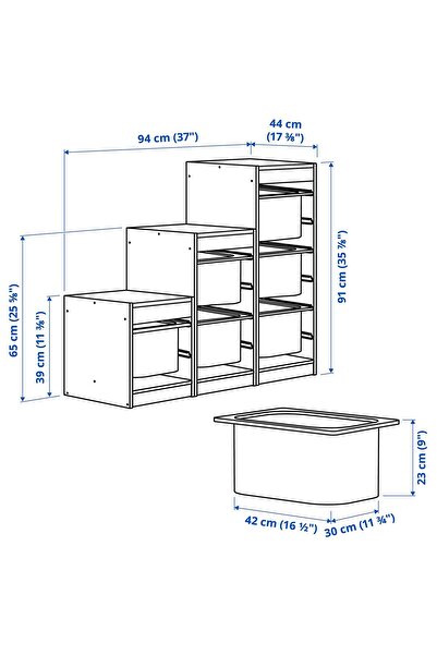 IKEA ıkea saklama ünitesi, çam-gri, 94x44x91 cm