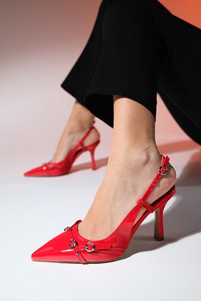 LuviShoes FAROE Red Patent Leather Women's Pointed Toe High Heel Shoes
