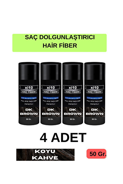 xi10 4 ADET Saç Dolgunlaştırıcı Koyu Kahve Saç Tozu 50 Gr. Dark Brown Hair Fi...