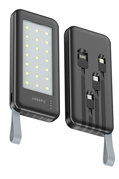 m.tk moveteck 10.000 Mah 10W Led Işıklı 3in1 Dahili Çoklu Kablolu Taşınabilir...