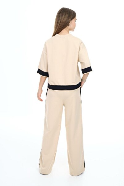 Asortik Kids Girl's 100% Cotton Oversize Half Sleeve Top and Bottom Tracksuit Set