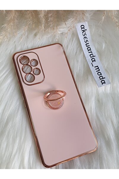 Aksesuarda Moda Samsung GALAXY A53 Uyumlu Yüzüklü Standlı Gold Detaylı Lazer ...