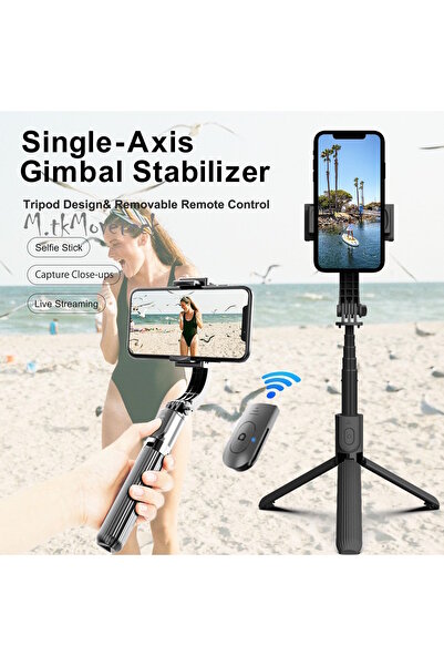 m.tk moveteck Akıllı Cep Telefonu Sabitleyici Gimbal Vloq Bluetooth Kontrollü Sarsıntı Engelleyici Selfie Çubuğu