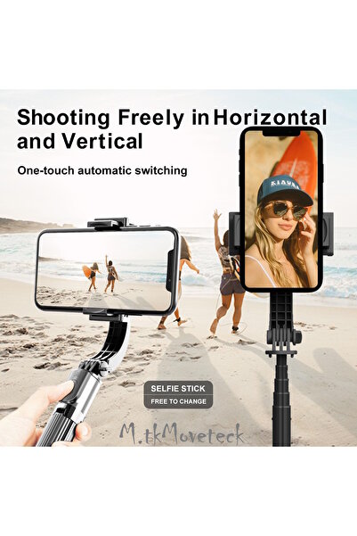 m.tk moveteck Akıllı Cep Telefonu Sabitleyici Gimbal Vloq Bluetooth Kontrollü Sarsıntı Engelleyici Selfie Çubuğu
