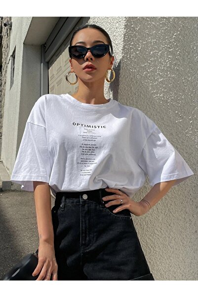 Deocept Tricou Oversize Imprimat Optimist