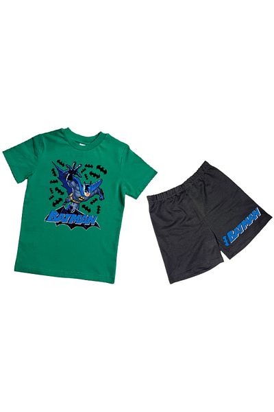 Batman Unisex batman printed cotton fabric short-sleeved children's double suit with shorts