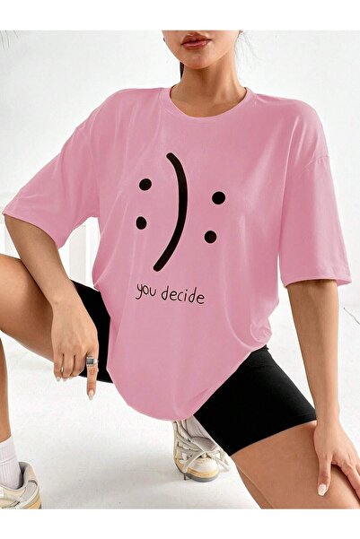 Deocept Tricou Salas supradimensionat pentru damă, cu imprimeu, tu decideți, Boyfriend