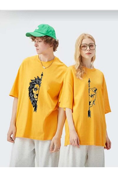 Deocept تي شيرت Salas نسائي كبير الحجم مطبوع عليه أسد/نمر مكون من قطعتين