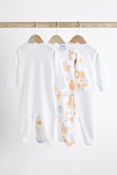 Next Baby White Safari - 100% Cotton 3-Piece Jumpsuit Set