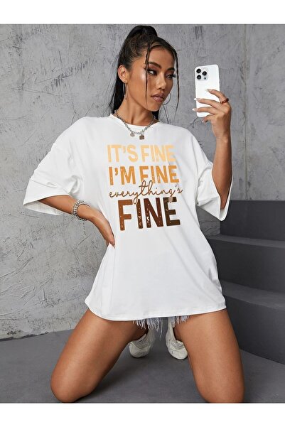 Deocept Everything's Fine Printed Oversize T-shirt Casual Boyfirend