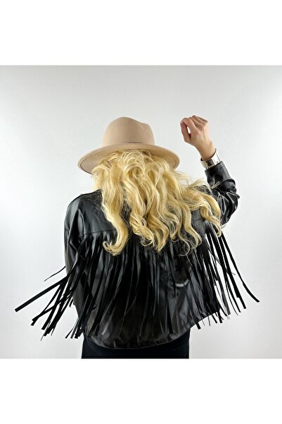 Modaonna Püsküllü siyah deri ceket