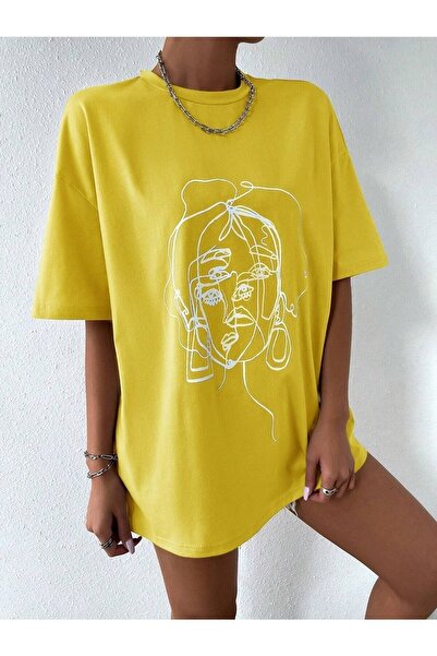 Deocept Tricou oversize pentru femei cu imprimeu cu fețe de desene animate Ca...