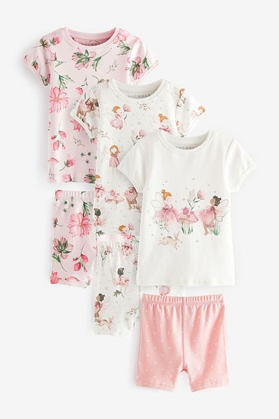 Next Baby Pink Flower Fairy Patterned 100% Cotton 3-Piece Set - Lower and Upper Set