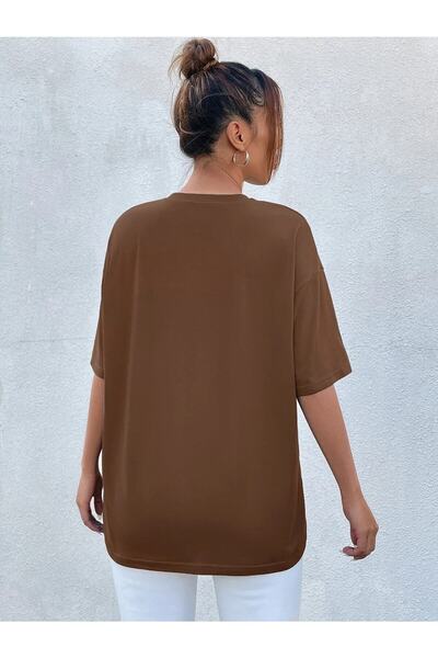 Deocept Γυναικείο μπλουζάκι με στάμπα Tennessee Oversize καφέ