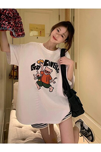 Deocept Λευκό μπλουζάκι Oversize Go Cıvfilet Printed