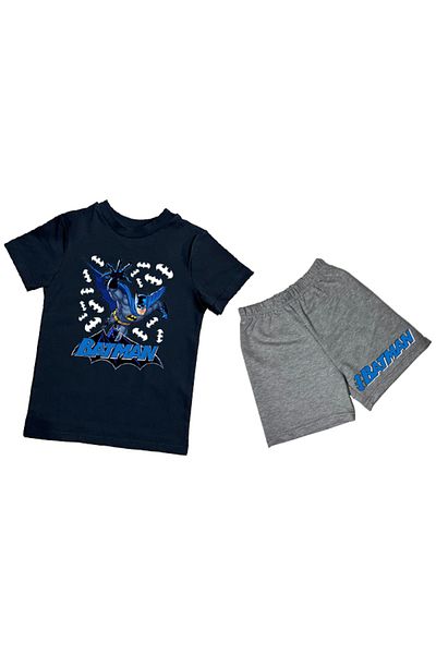 Batman Unisex batman printed cotton fabric short-sleeved children's double suit with shorts