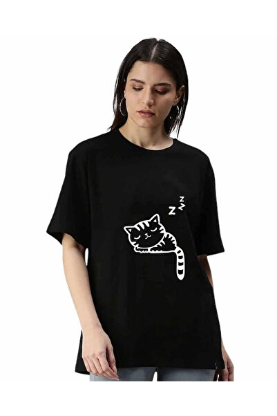 oneagılyazı Bez sna mačka Štampano Oversize kroj T-shirt