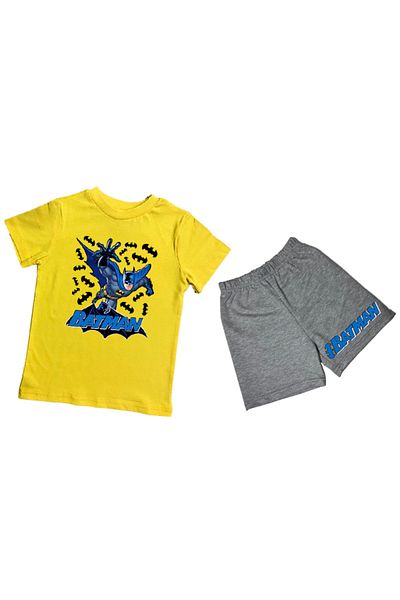 Batman Unisex batman printed cotton fabric short-sleeved children's double suit with shorts