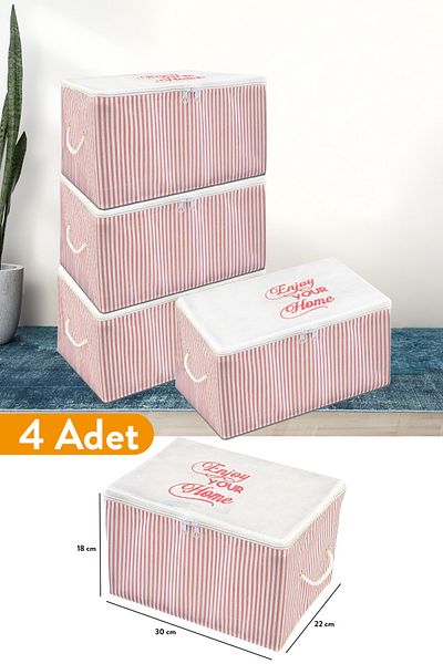 Serstil 4 bucăți - geantă de mână cu dungi roz cu imprimeu de dimensiuni mini 30 X 22 X 18 cm