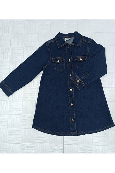 JABBER rochie denim fetita cu nasturi bleumarin