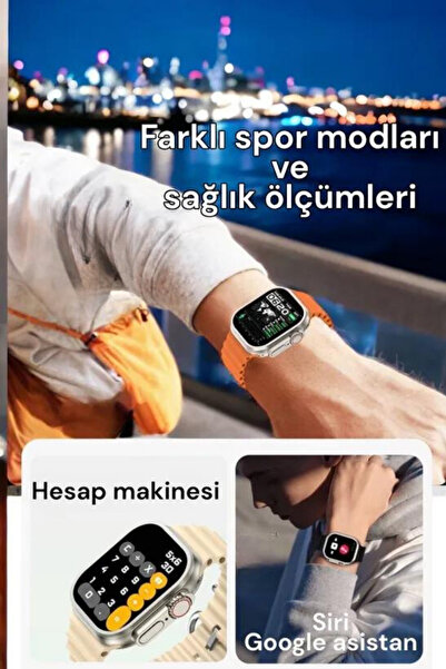 L'eDoren Ultra 10 Watch 49mm 10 in 1 Edition 10 Kordon + Silikon Koruyucu Kablosuz Şarj Özellikli Akıllı Saat