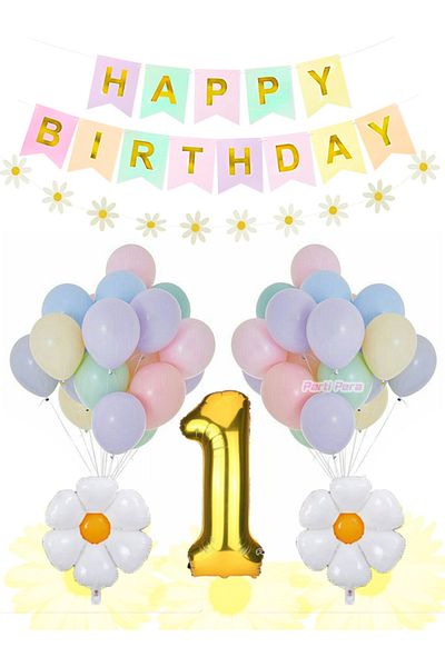 parti pera Macaron Balloon Daisy Foil Balloon Σετ μπαλονιών γενεθλίων Daisy Stems Στολίδι
