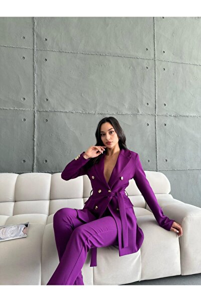 SONREİR Button Detail Tied Jacket Trousers Set