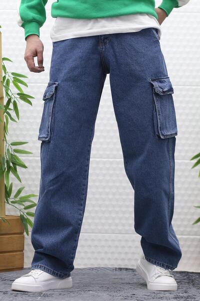 WAFRA Ανδρικό φαρδύ τζιν με τσέπες Cargo